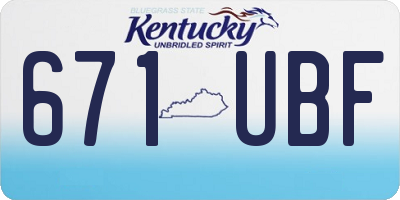 KY license plate 671UBF