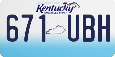 KY license plate 671UBH