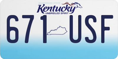KY license plate 671USF