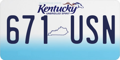 KY license plate 671USN