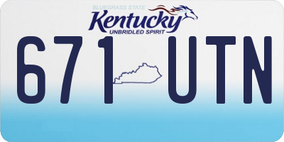 KY license plate 671UTN