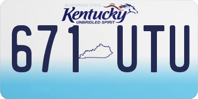 KY license plate 671UTU
