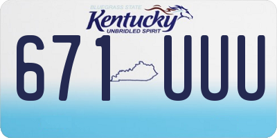 KY license plate 671UUU