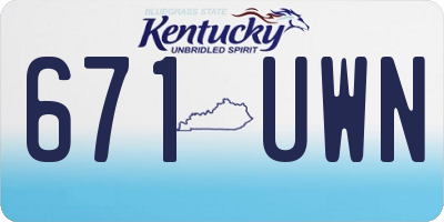 KY license plate 671UWN
