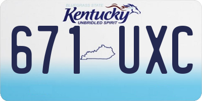 KY license plate 671UXC