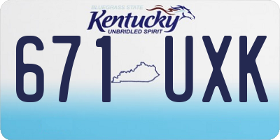 KY license plate 671UXK
