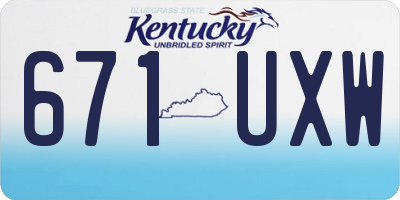 KY license plate 671UXW