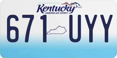 KY license plate 671UYY