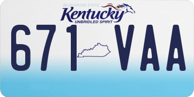 KY license plate 671VAA