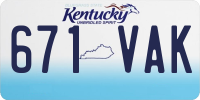 KY license plate 671VAK