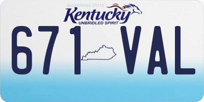 KY license plate 671VAL