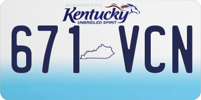 KY license plate 671VCN