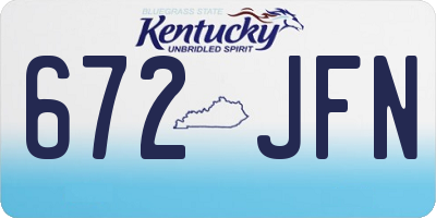 KY license plate 672JFN