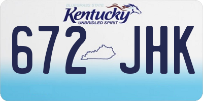 KY license plate 672JHK