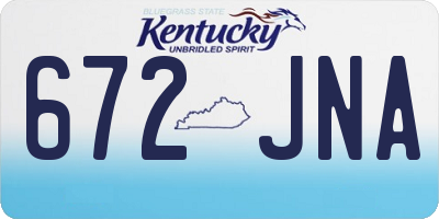 KY license plate 672JNA