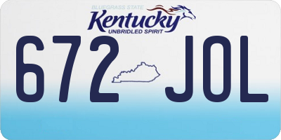 KY license plate 672JOL
