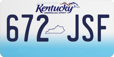 KY license plate 672JSF
