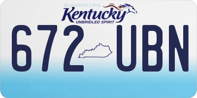 KY license plate 672UBN
