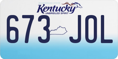 KY license plate 673JOL