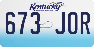 KY license plate 673JOR