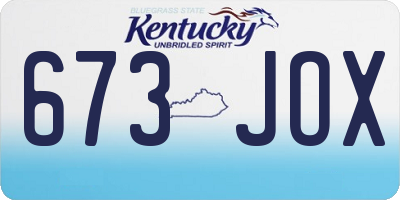 KY license plate 673JOX