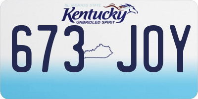 KY license plate 673JOY