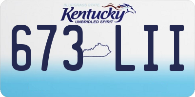 KY license plate 673LII