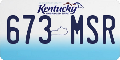 KY license plate 673MSR