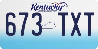 KY license plate 673TXT