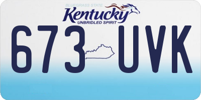 KY license plate 673UVK