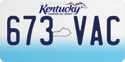 KY license plate 673VAC