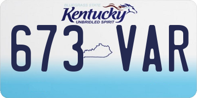 KY license plate 673VAR