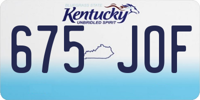 KY license plate 675JOF