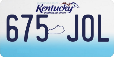 KY license plate 675JOL