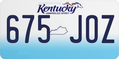 KY license plate 675JOZ