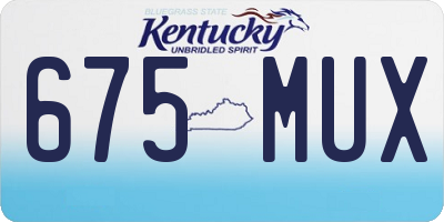 KY license plate 675MUX
