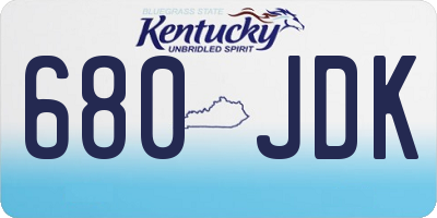 KY license plate 680JDK