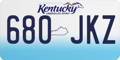 KY license plate 680JKZ