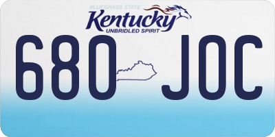 KY license plate 680JOC