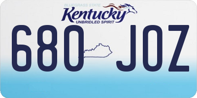 KY license plate 680JOZ