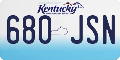 KY license plate 680JSN