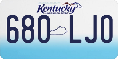 KY license plate 680LJO