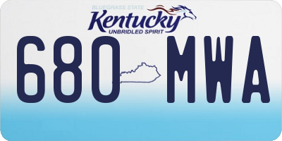 KY license plate 680MWA