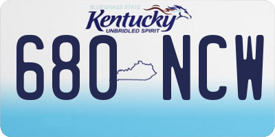 KY license plate 680NCW