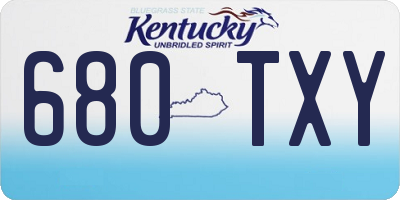 KY license plate 680TXY
