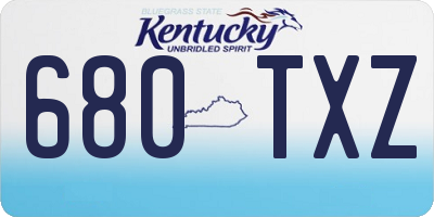 KY license plate 680TXZ