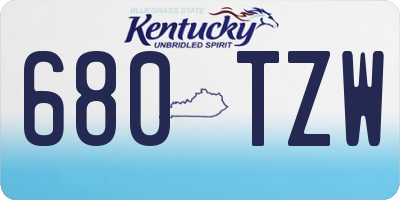 KY license plate 680TZW
