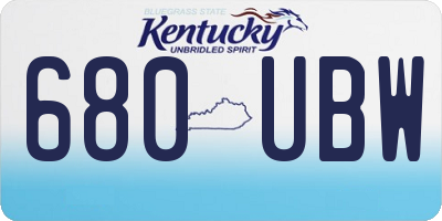 KY license plate 680UBW