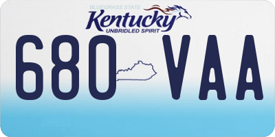 KY license plate 680VAA