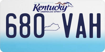 KY license plate 680VAH